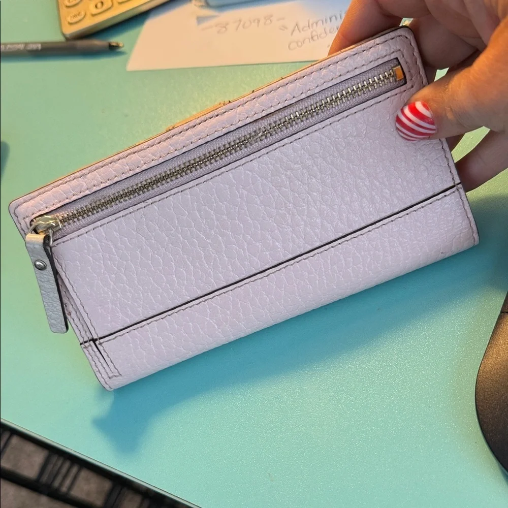 Kate Spade Light Pink Textured Wallet Leather Blush clutch designer card holder